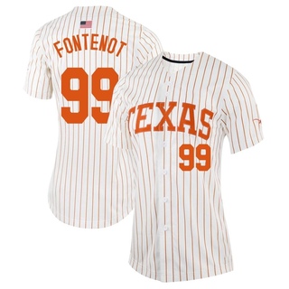 Grant Fontenot Replica White Women's Texas Longhorns Pinstripe Full-Button Baseball Jersey