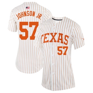 Lebarron Johnson Jr. Replica White Women's Texas Longhorns Pinstripe Full-Button Baseball Jersey